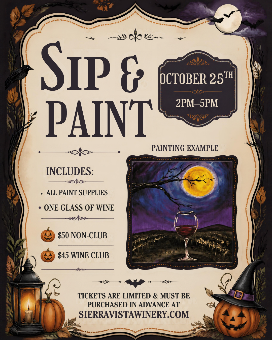 Halloween Paint & Sip flyer 2026 Placeholder image "Event details coming soon"
